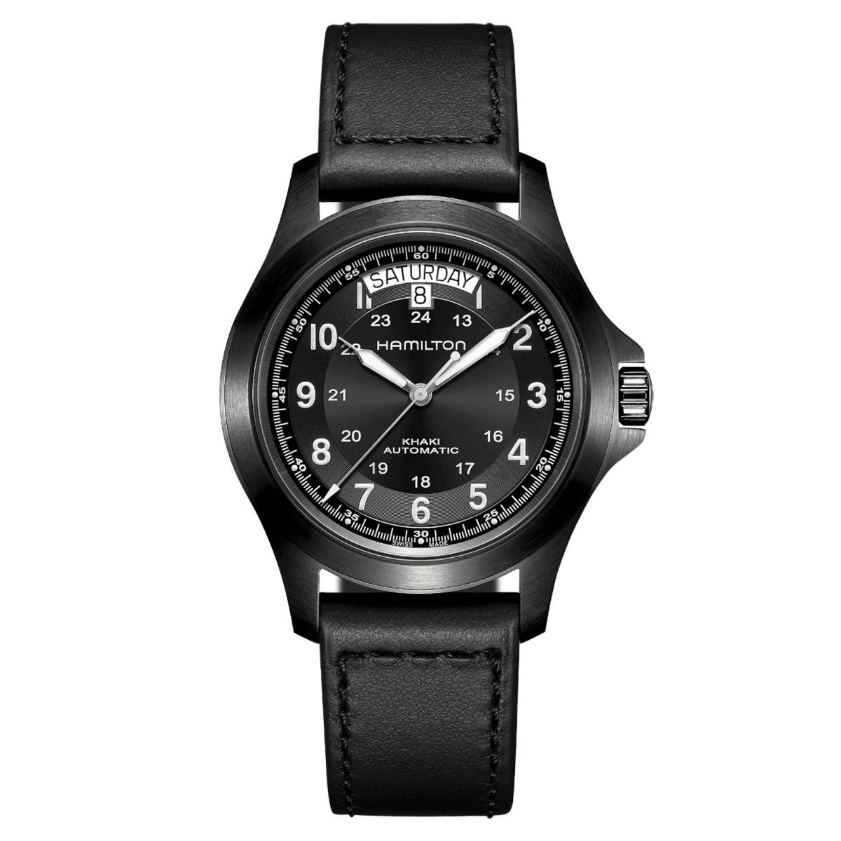 montre-automatique-noire-hamilton-khaki-field-king-auto